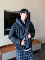 PU Leather Stand Collar Down Jacket