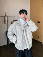 PU Leather Stand Collar Down Jacket