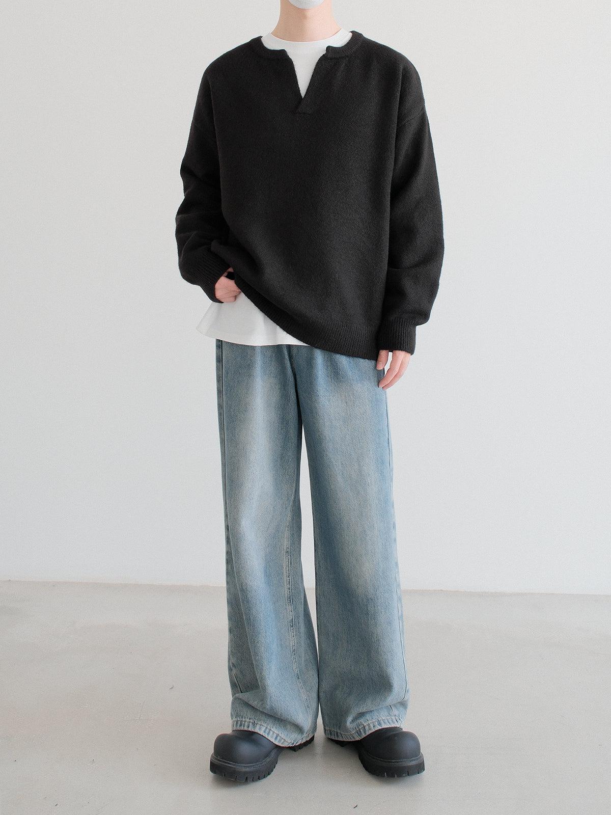 Y-Neck Velvet Pullover Knitwear