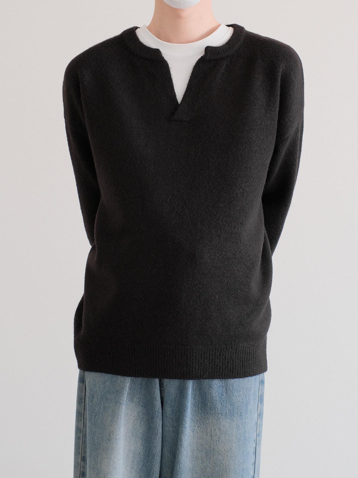 Y-Neck Velvet Pullover Knitwear