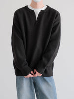 Y-Neck Velvet Pullover Knitwear