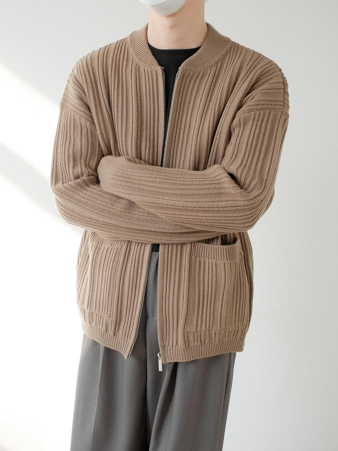 Ribbed Knit Cardigan Jacket