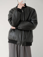 Stand-Up Collar Leather Coat