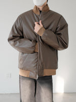 Stand-Up Collar Leather Coat