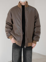 Stand-Up Collar Leather Coat