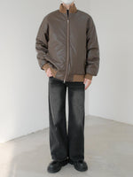 Stand-Up Collar Leather Coat