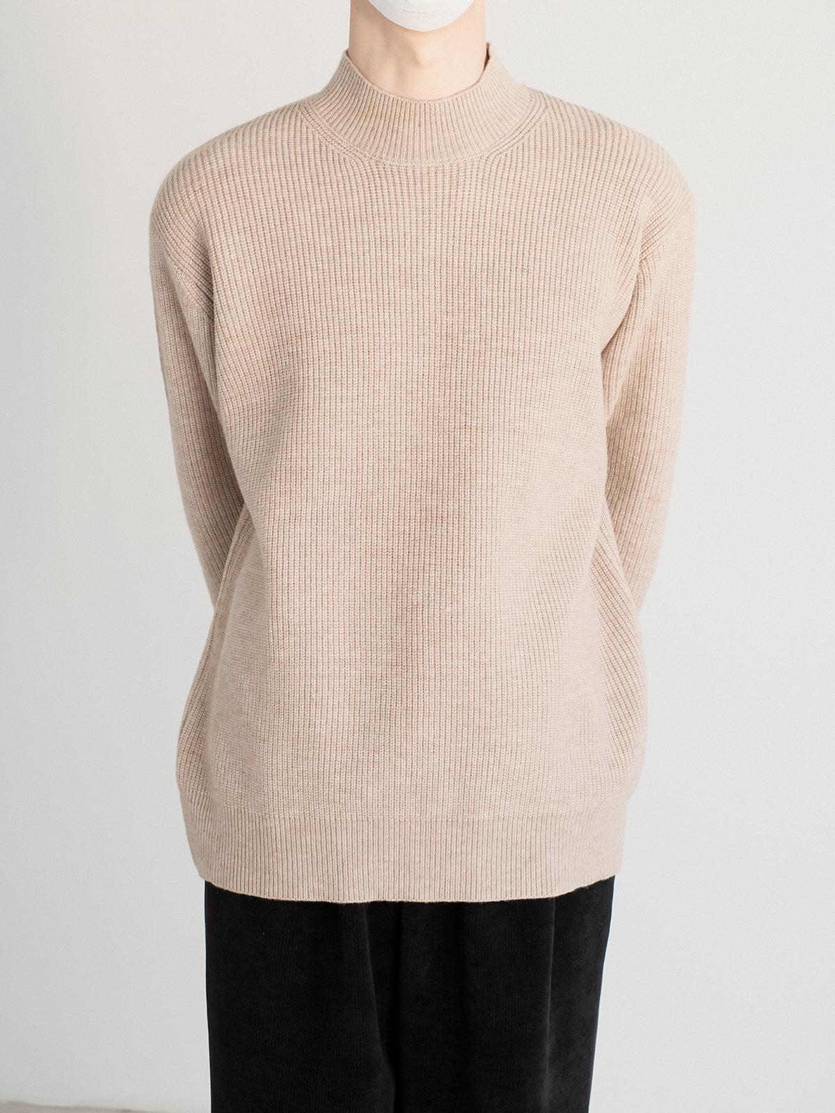 Ribbed Knit Mock Turtleneck Sweater