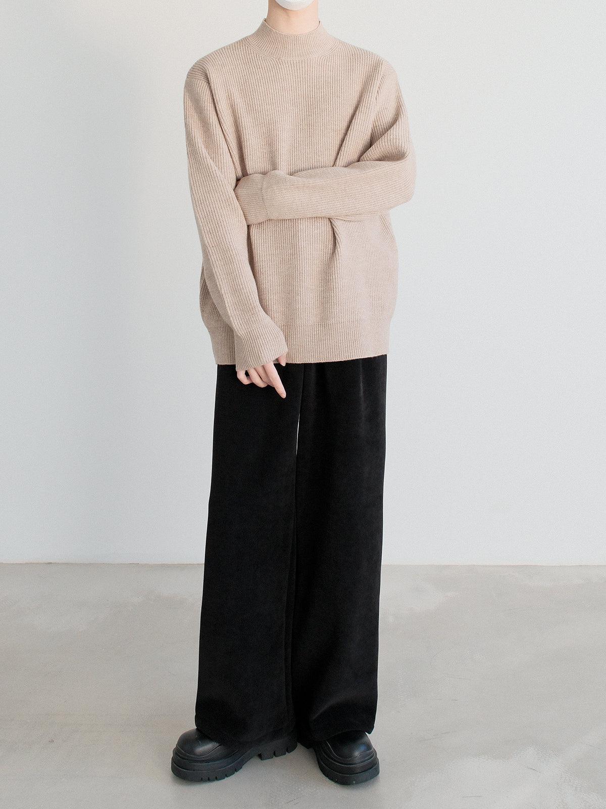 Ribbed Knit Mock Turtleneck Sweater