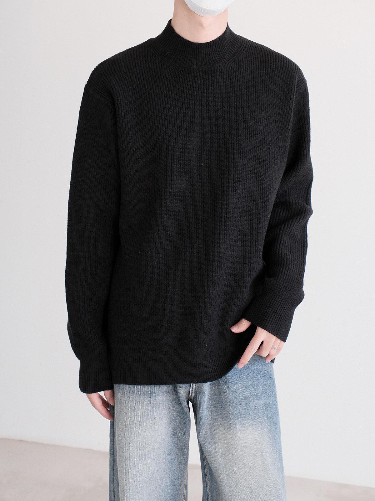 Ribbed Knit Mock Turtleneck Sweater