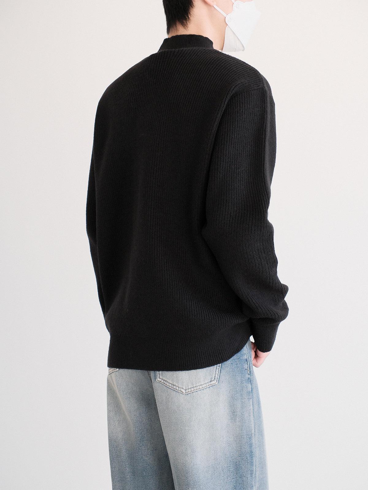 Ribbed Knit Mock Turtleneck Sweater