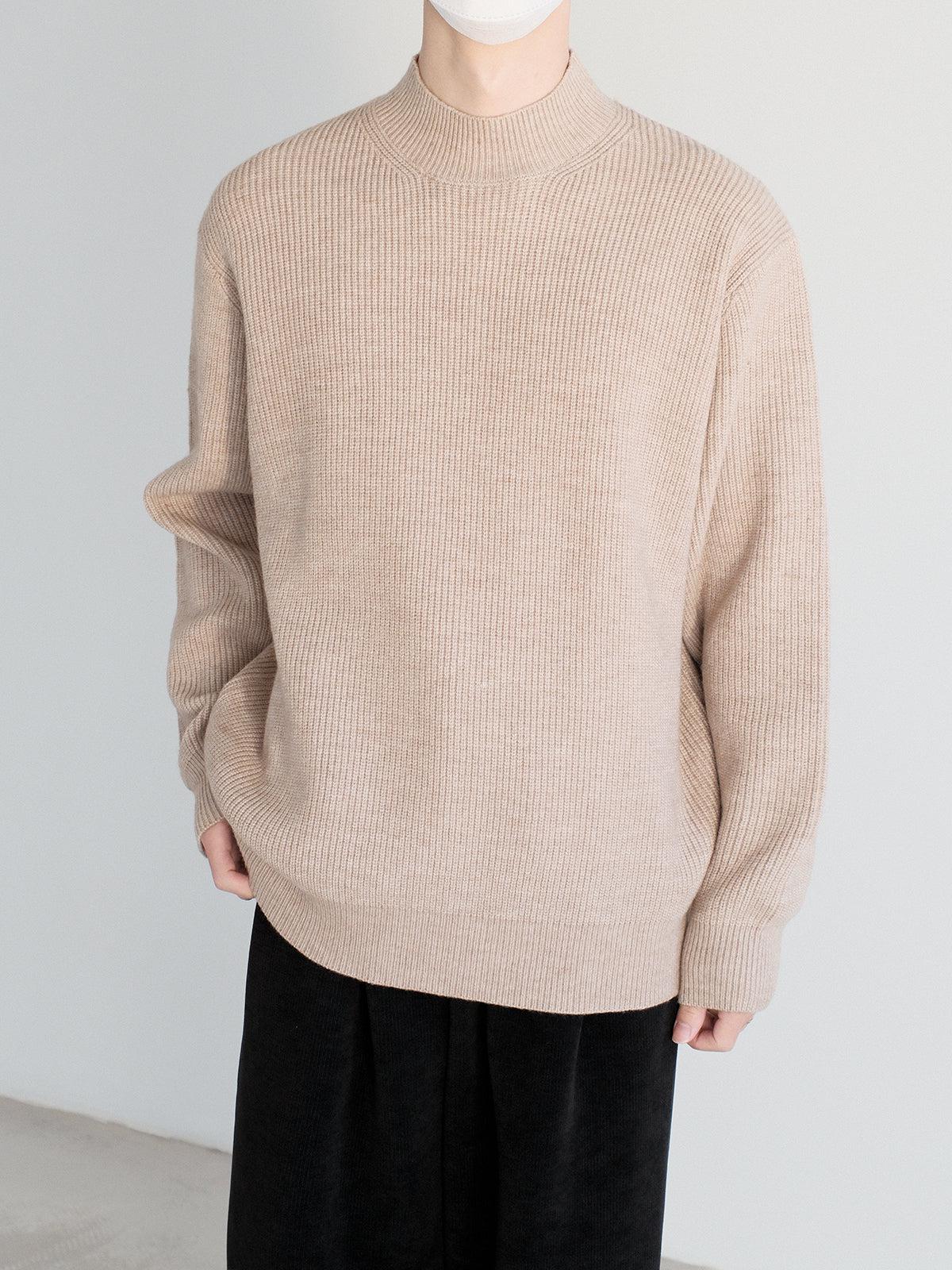 Ribbed Knit Mock Turtleneck Sweater