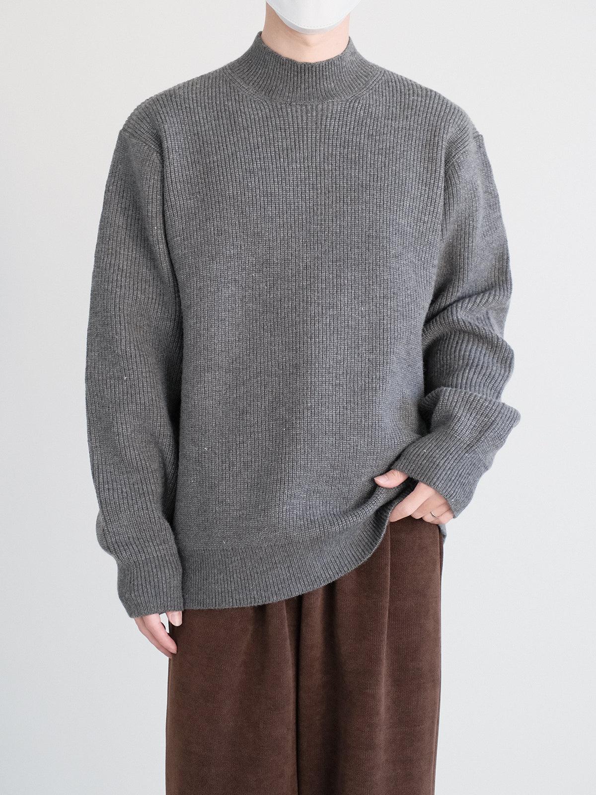 Ribbed Knit Mock Turtleneck Sweater