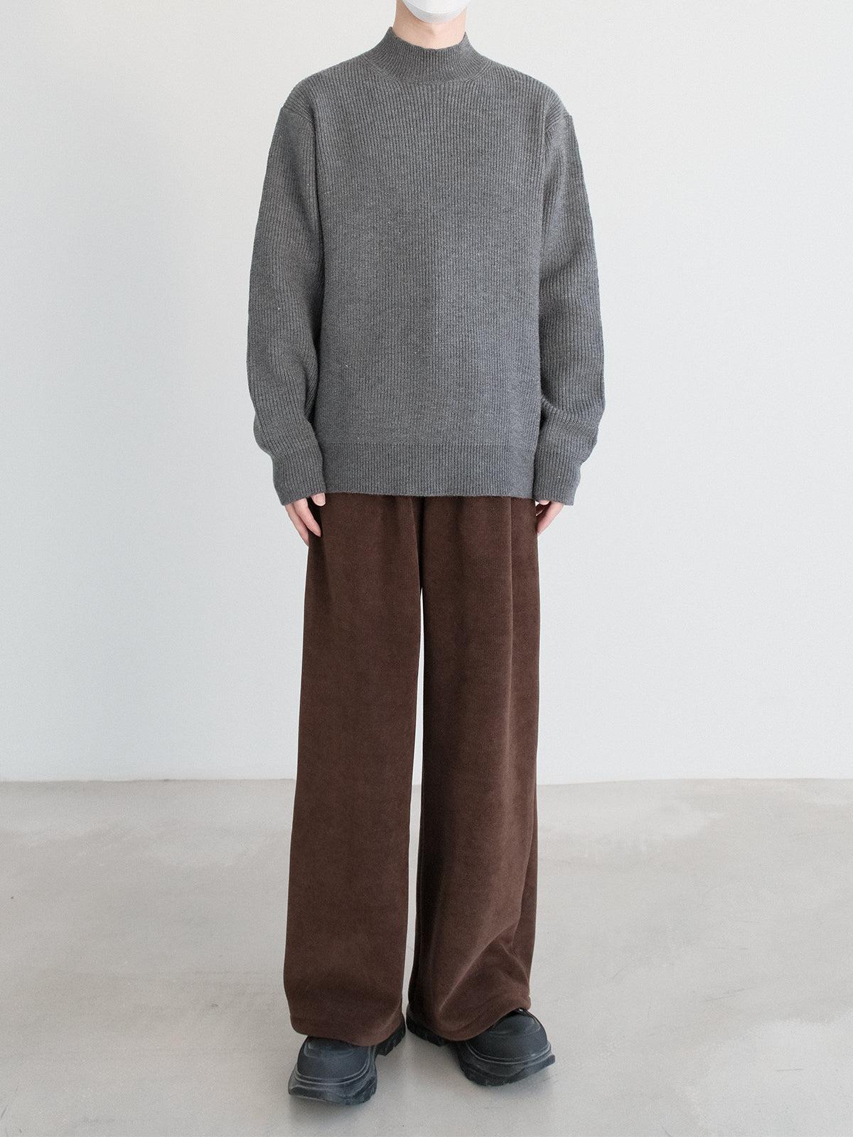 Ribbed Knit Mock Turtleneck Sweater