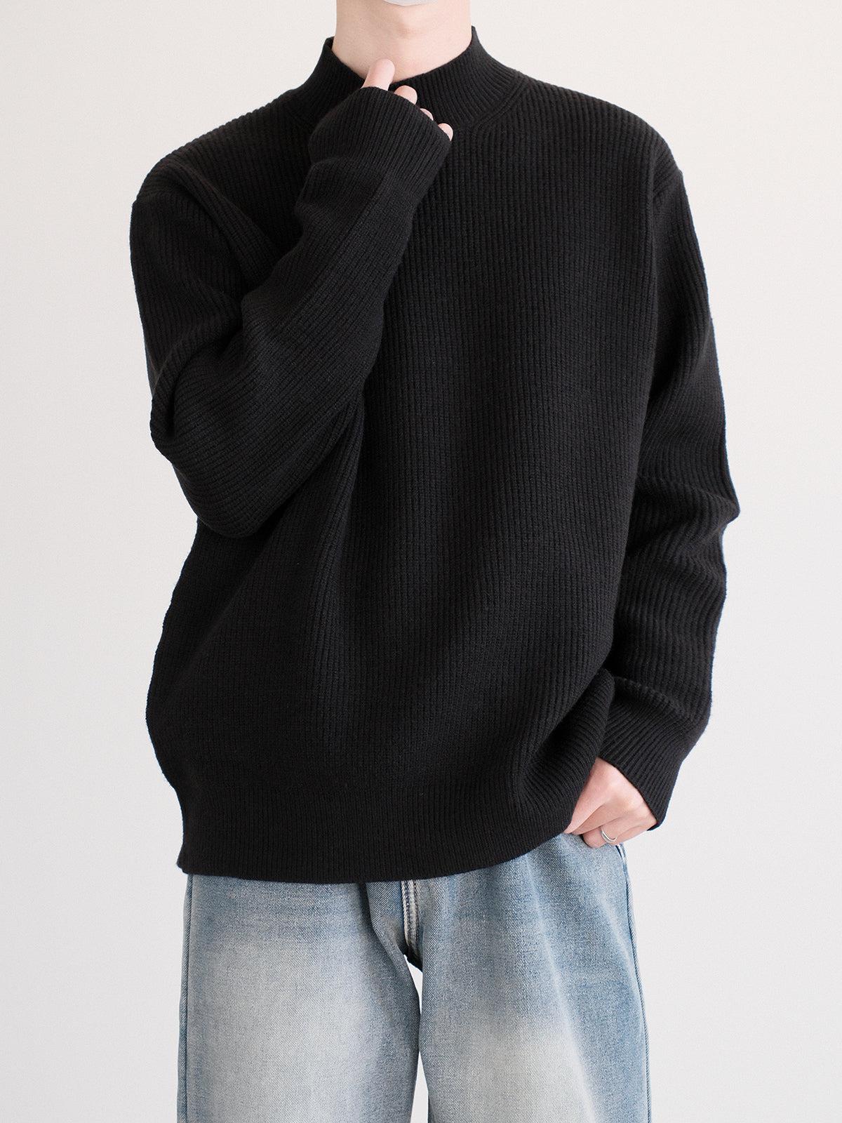 Ribbed Knit Mock Turtleneck Sweater