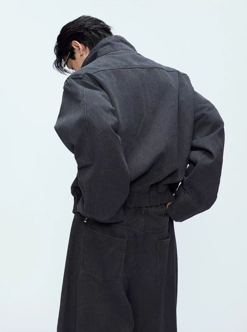 Chaqueta de Harrington de gran tamaño retro y desgastada 