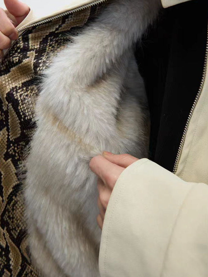 Veste d'hiver à capuche en fausse fourrure lourde 