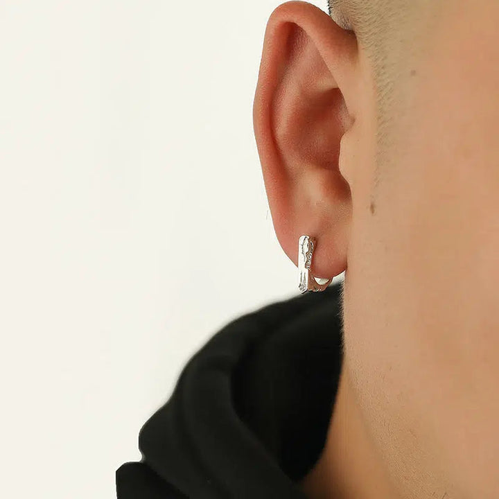 925 Sterling Silver Glossy Broken Texture Earrings