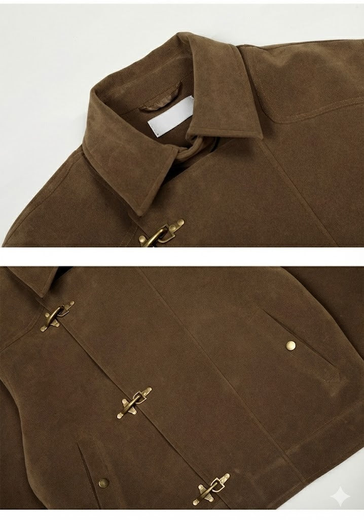 Veste en suède avec bouton à bascule 