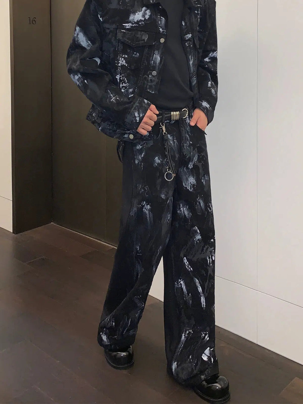 Abstract Pattern Denim Pants