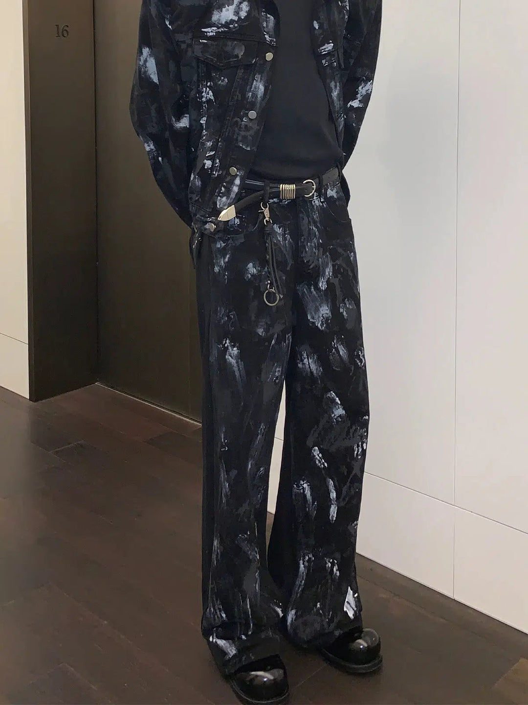 Abstract Pattern Denim Pants