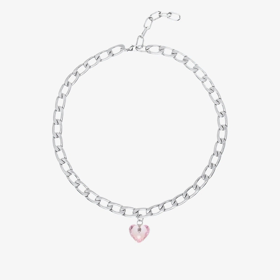 Acrylic Heart Pendant Cuban Necklace