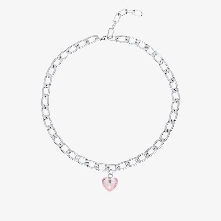Acrylic Heart Pendant Cuban Necklace