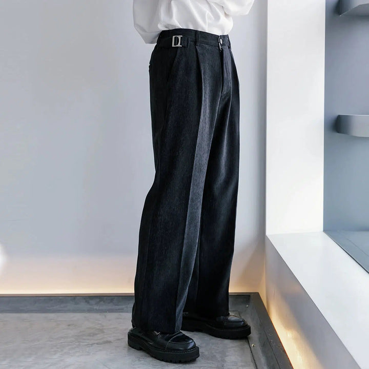 Adjustable Belt Wide-Leg Casual Pants