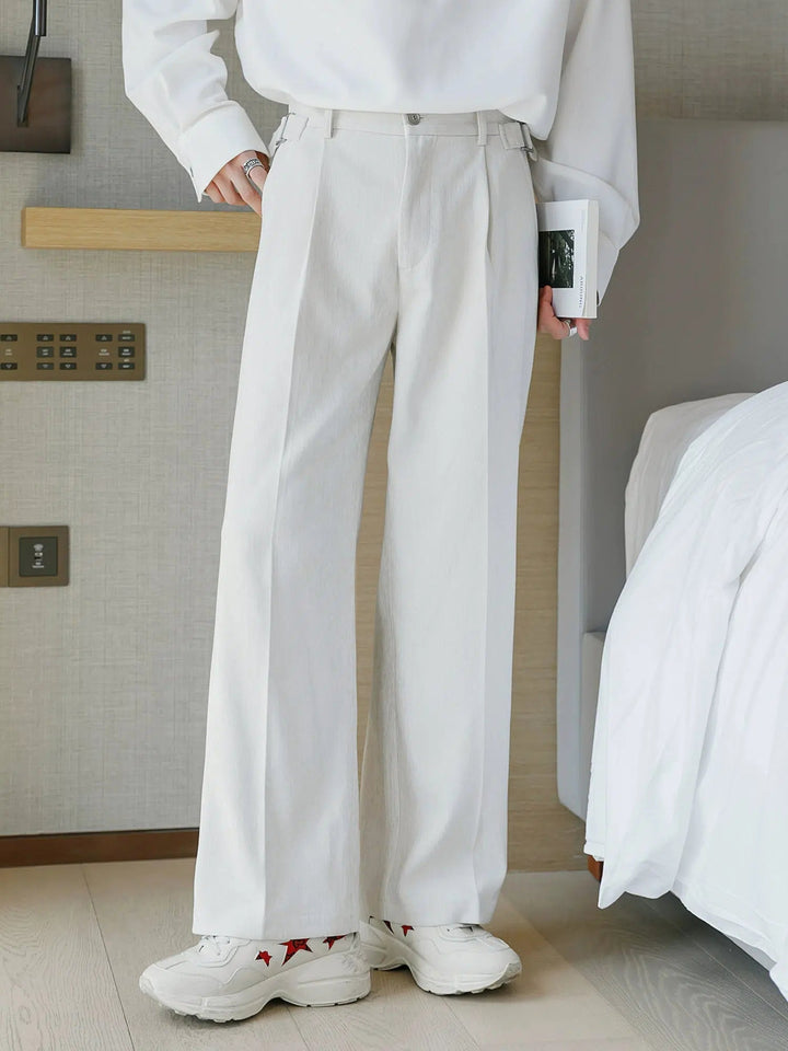 Adjustable Belt Wide-Leg Casual Pants