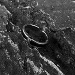 Adjustable Open Band Ring with Black Inlay