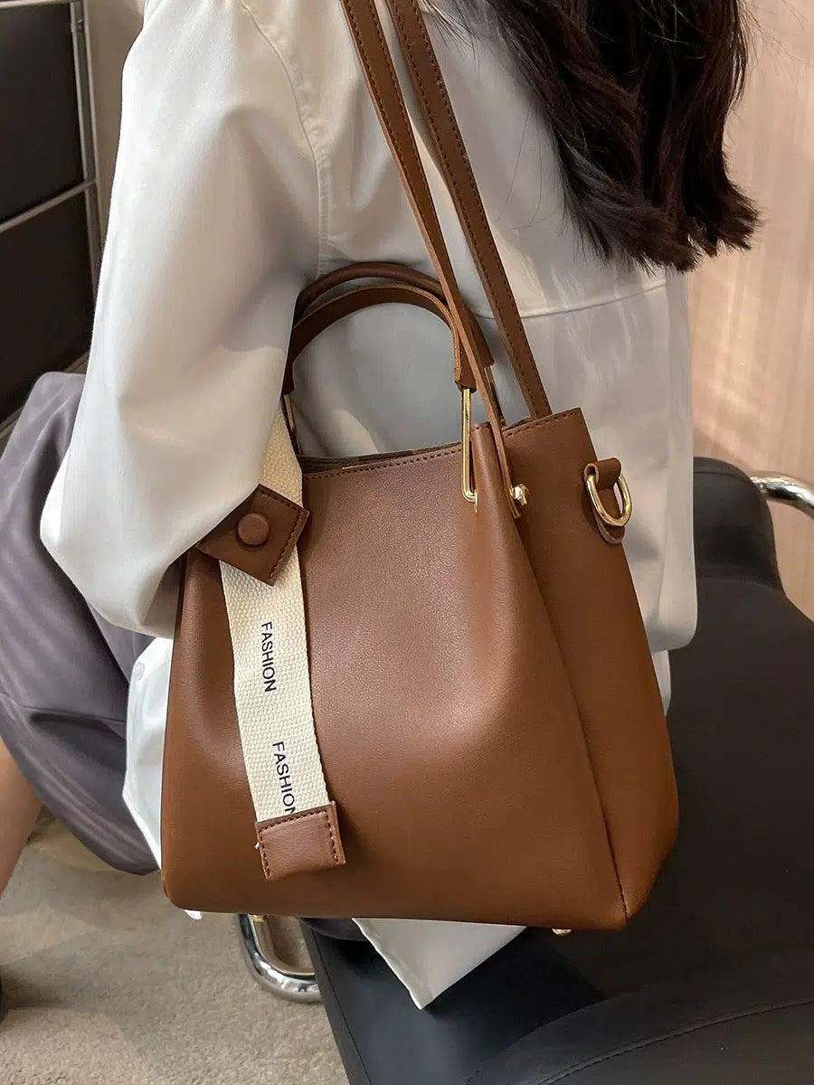 Adjustable Strap Bucket Handbag