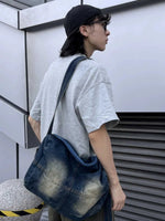 Adjustable Strap Denim Crossbody Bag