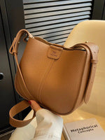 Adjustable Strap Leather Bucket Bag