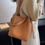 Adjustable Strap Leather Bucket Bag