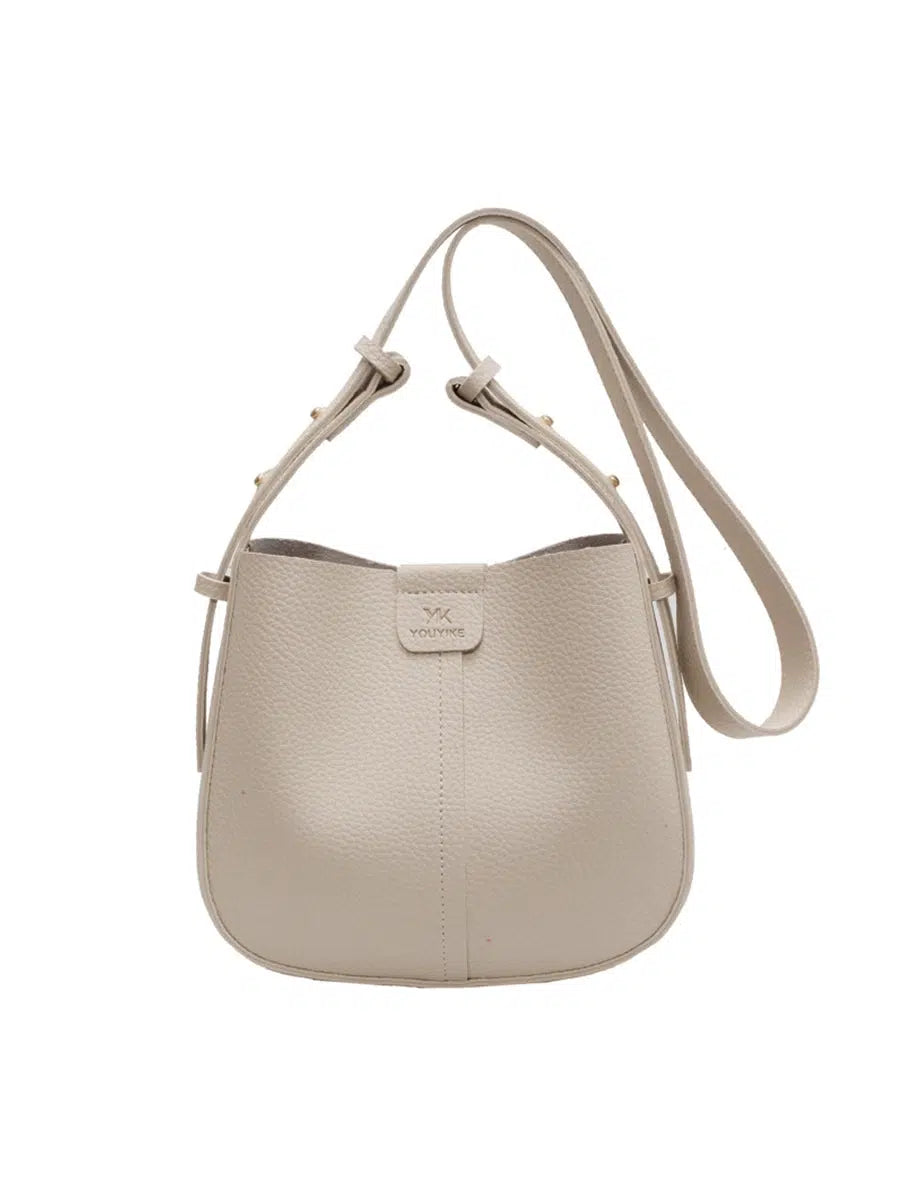 Adjustable Strap Leather Bucket Bag