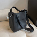 Adjustable Strap Leather Bucket Bag