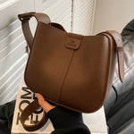 Adjustable Strap Leather Bucket Bag