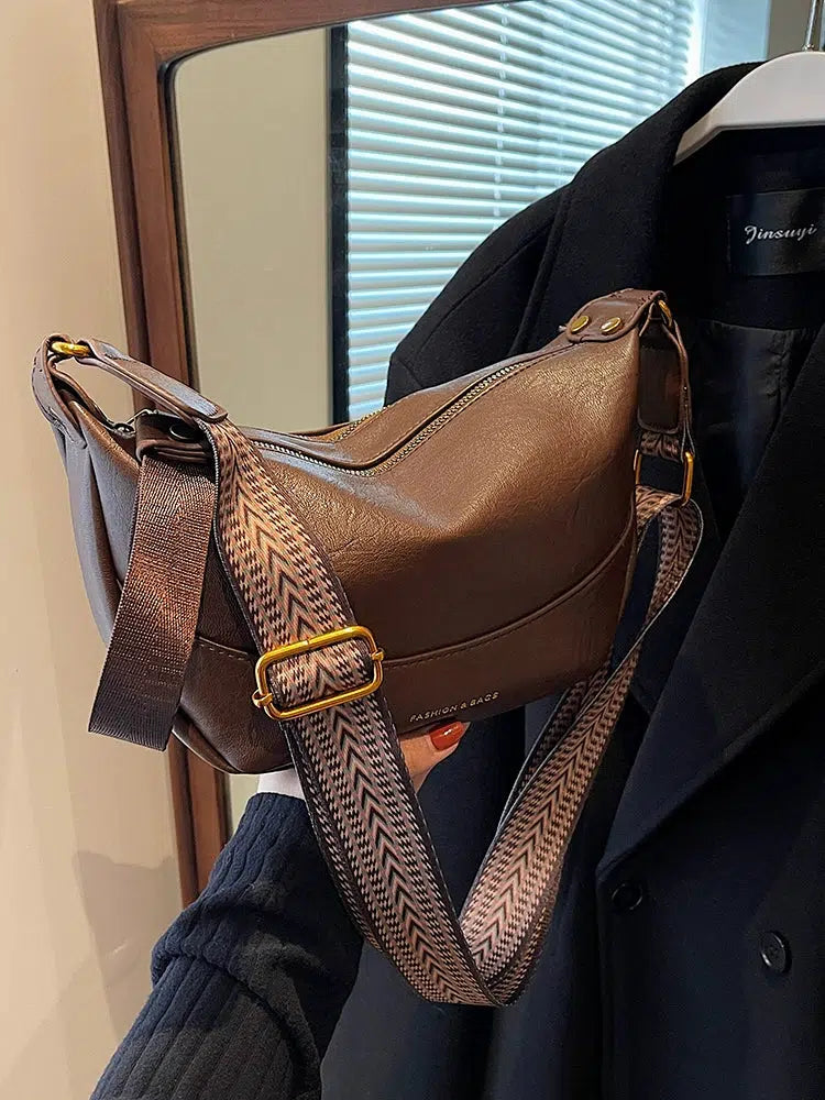 Adjustable Strap Leather Crossbody Bag