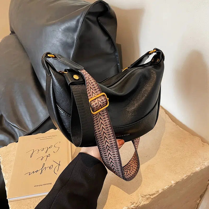 Adjustable Strap Leather Crossbody Bag