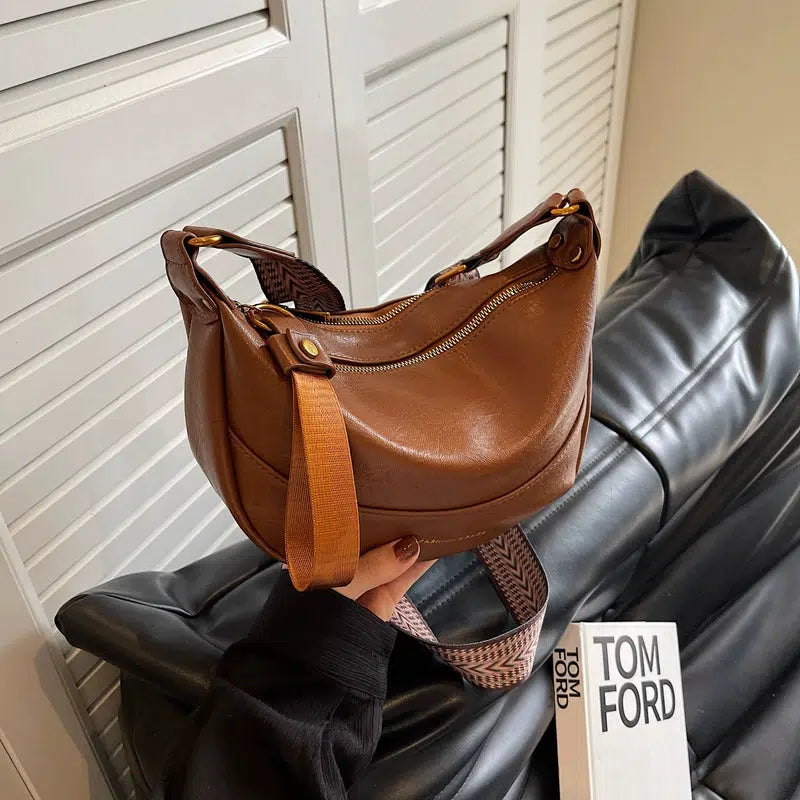 Adjustable Strap Leather Crossbody Bag