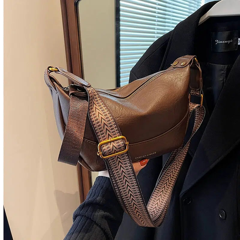 Adjustable Strap Leather Crossbody Bag