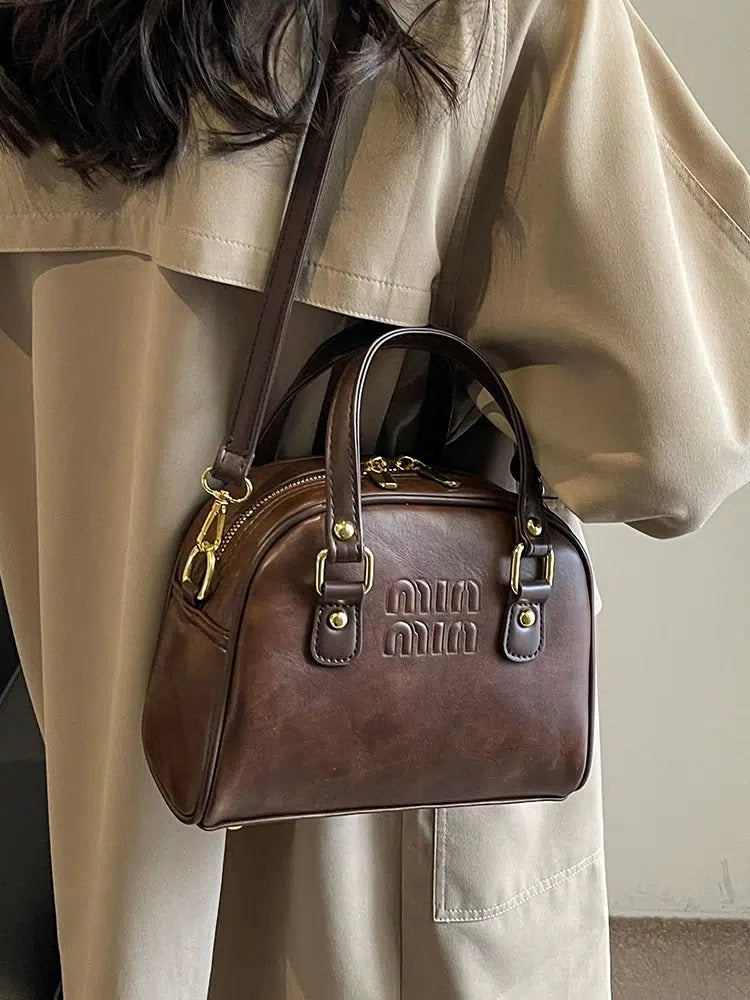 Adjustable Strap Leather Handbag