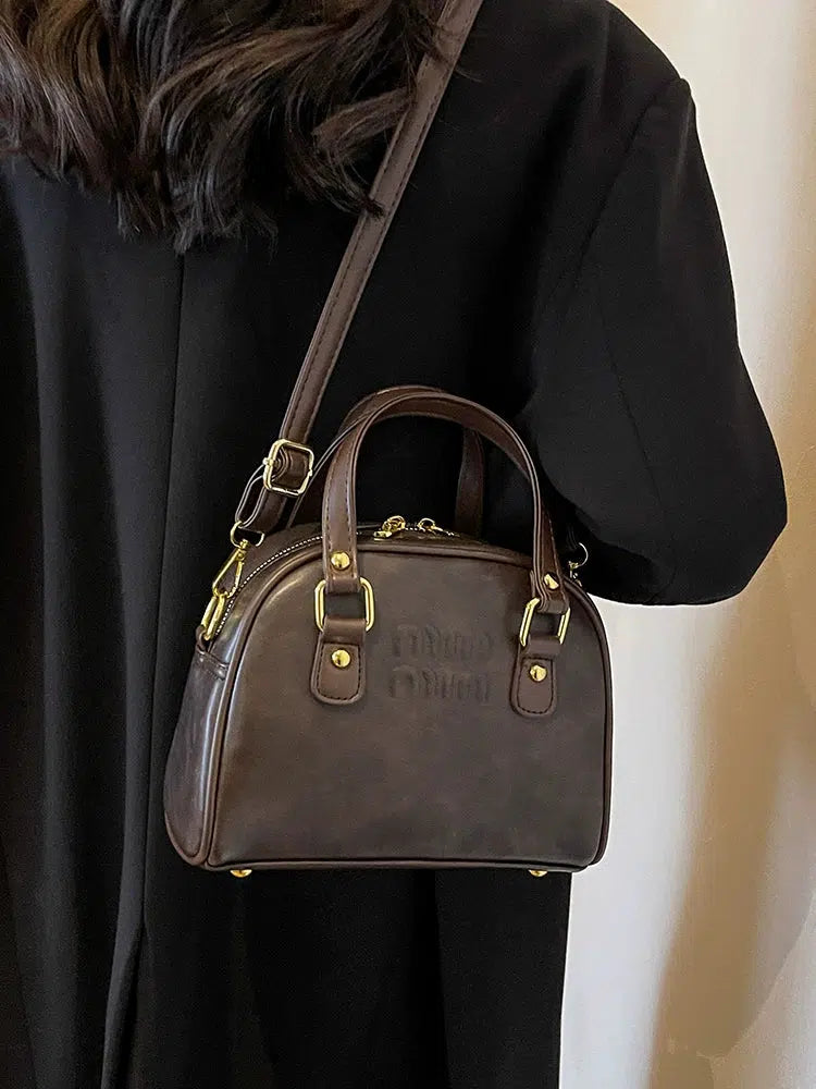 Adjustable Strap Leather Handbag