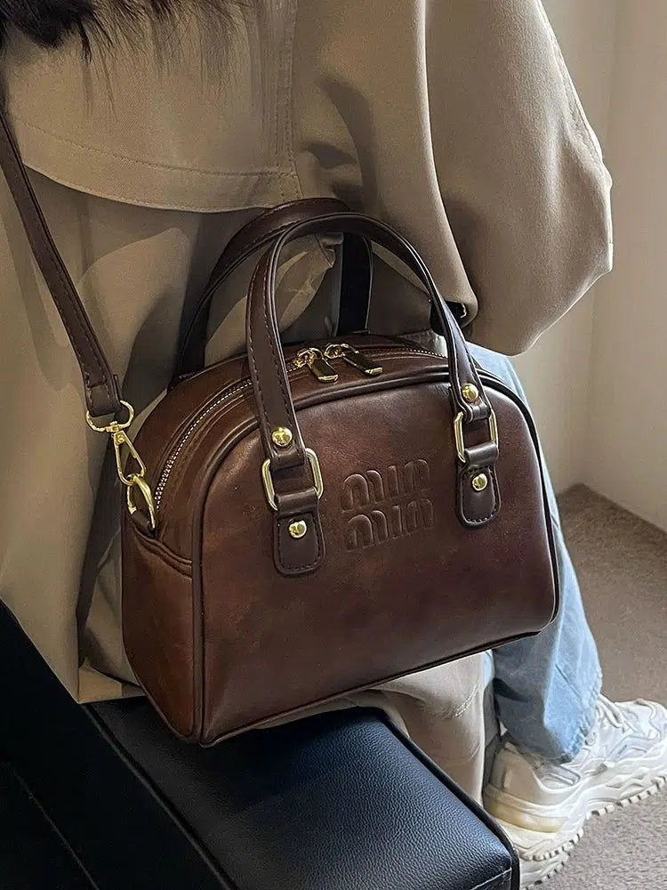 Adjustable Strap Leather Handbag