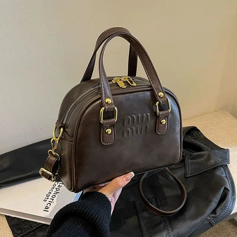 Adjustable Strap Leather Handbag