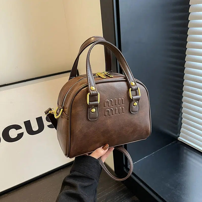 Adjustable Strap Leather Handbag