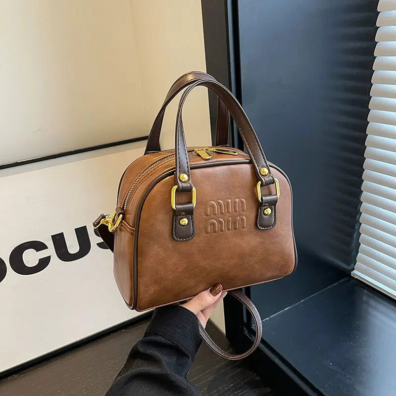 Adjustable Strap Leather Handbag