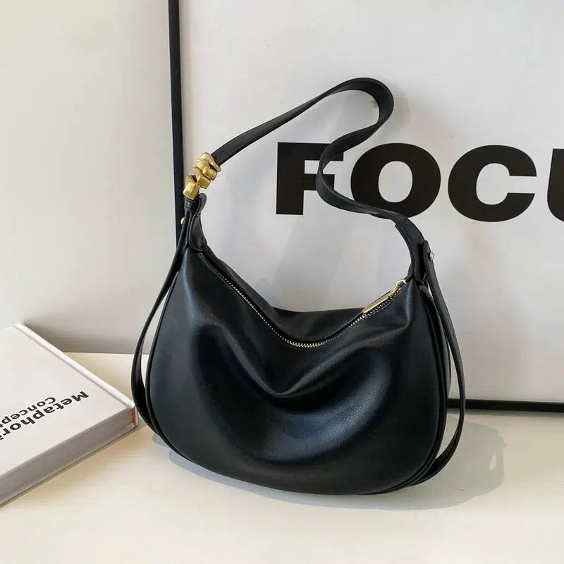 Adjustable Strap Leather Hobo Bag