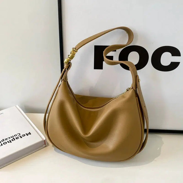 Adjustable Strap Leather Hobo Bag