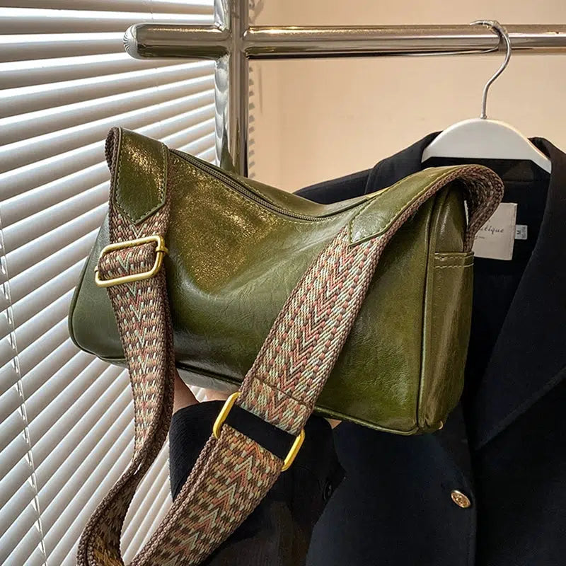 Adjustable Strap Leather Square Bag