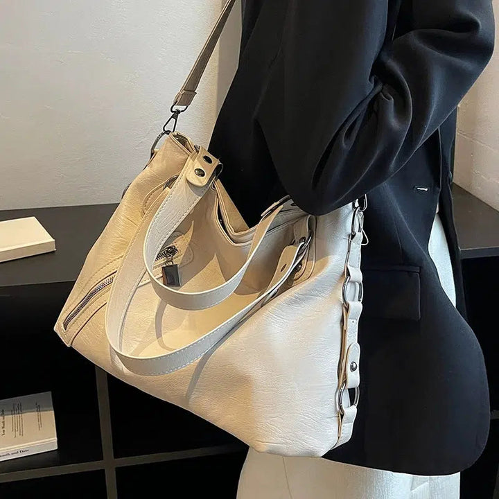 Adjustable Strap Leather Tote Bag